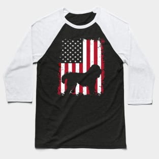 Dog Old English Sheepdog Dog USA Flag Patriotic 4th of July 372 paws Baseball T-Shirt